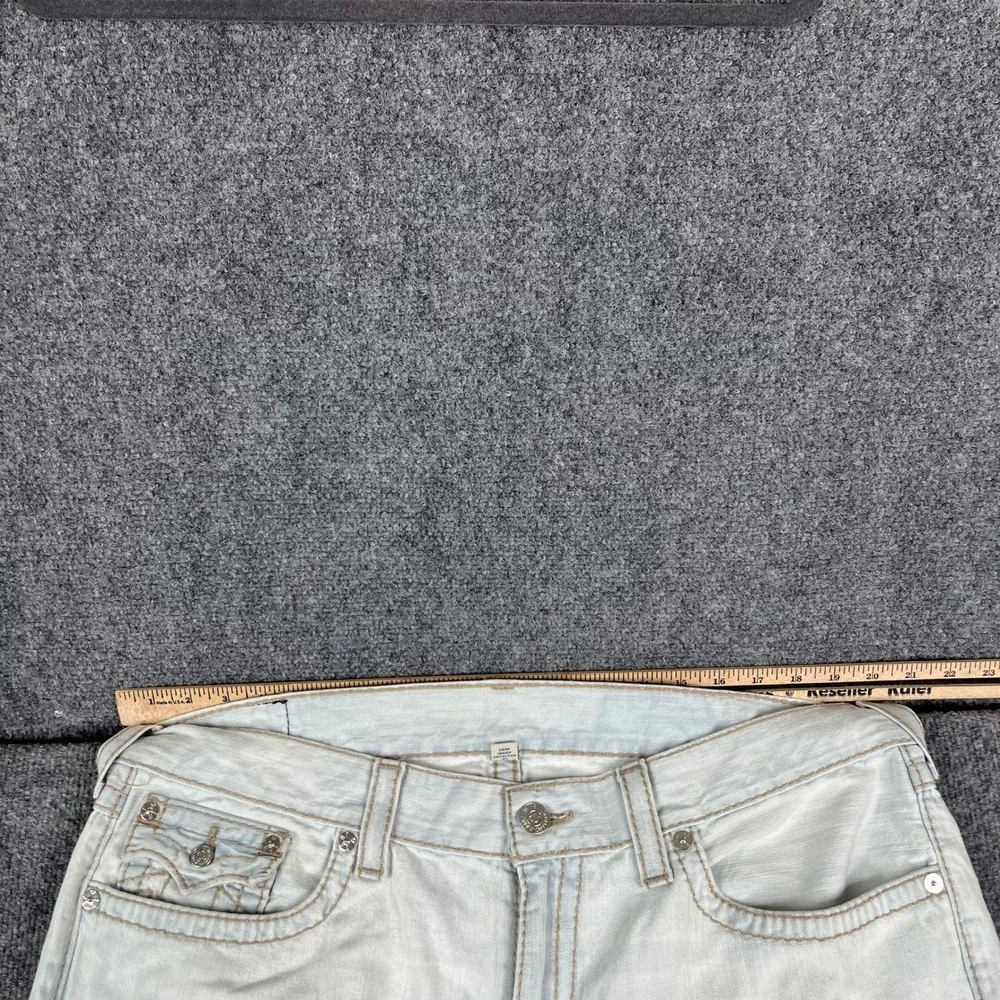True Religion Jeans Mens Size 40 Light Wash Straight Distressed Cotton Denim